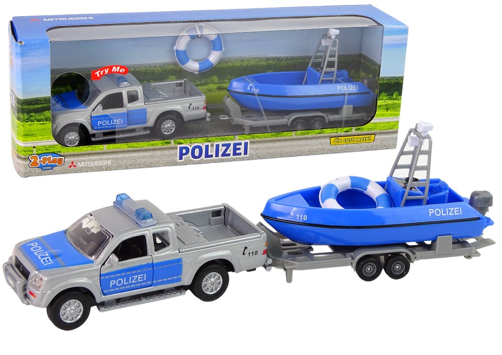 Van Manen Van Manen 2-Play Traffic Die Cast Policja (Policja auto L200, przyczepa, łódź ratunkowa, pull back) - 510614 510614