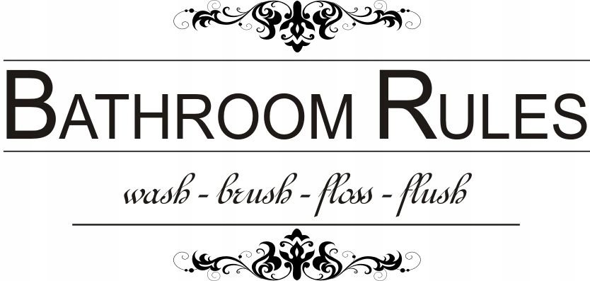 Napis na ścianę łazienka - Bathroom rules - 124, 200x100 cm