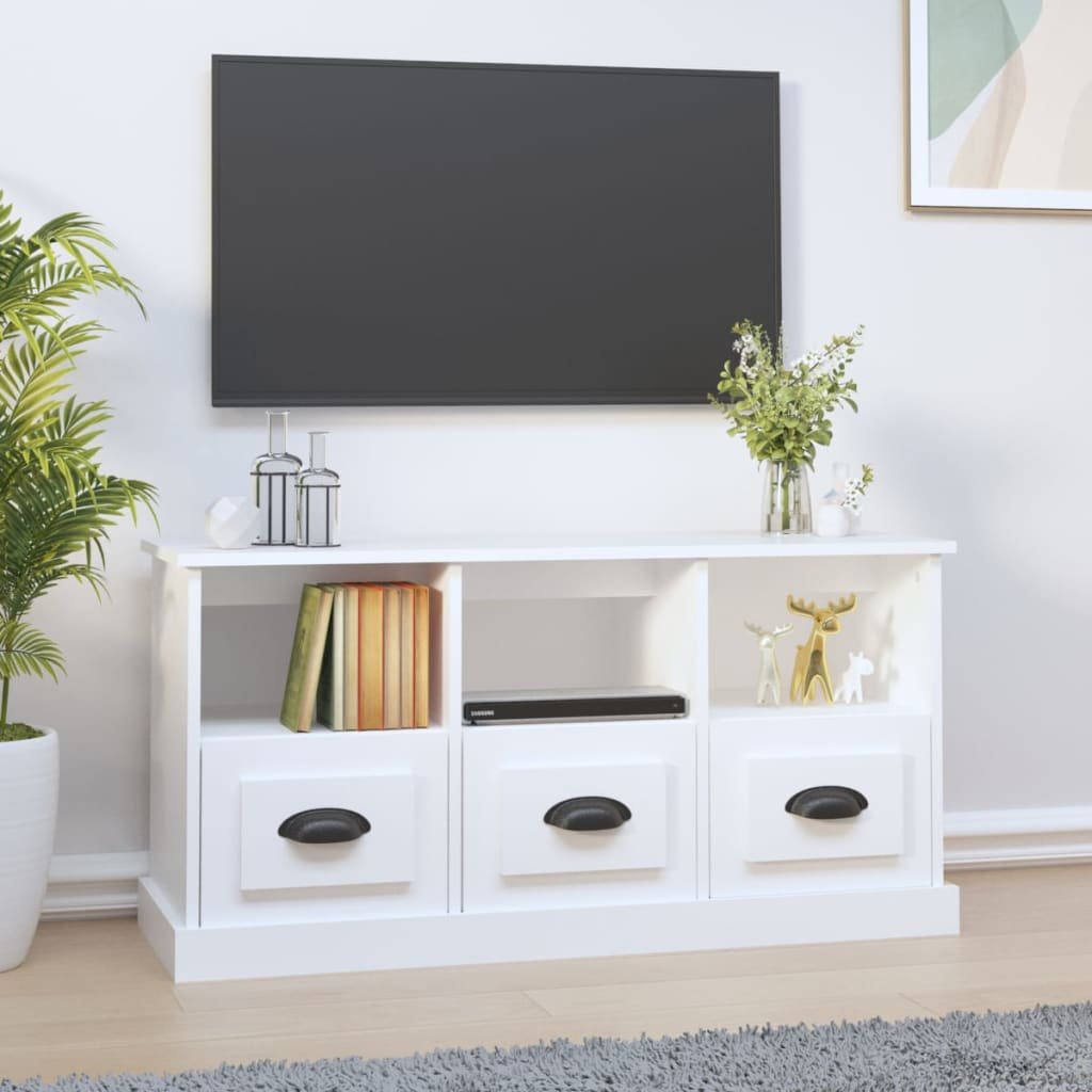 vidaXL Szafka pod TV, biała, 100x35x50 cm, materiał drewnopochodny