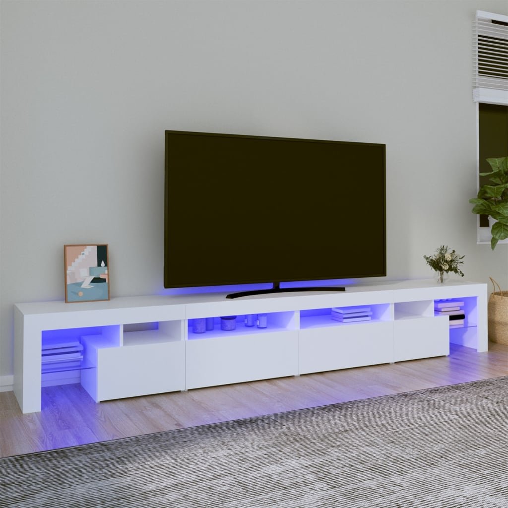 Lumarko Szafka pod TV z oświetleniem LED, biała 280x36,5x40 cm