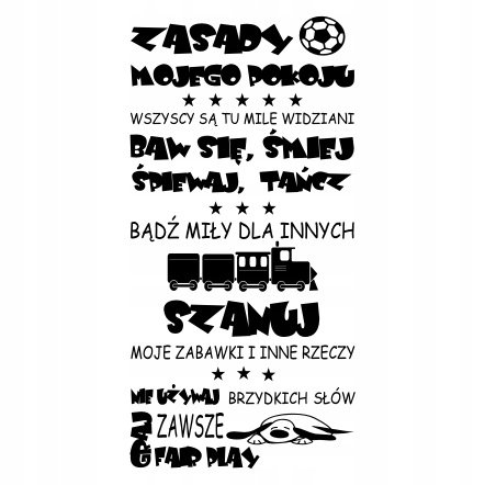 Napis na ścianę naklejka - Zasady pokoju - 186, 240x120 cm