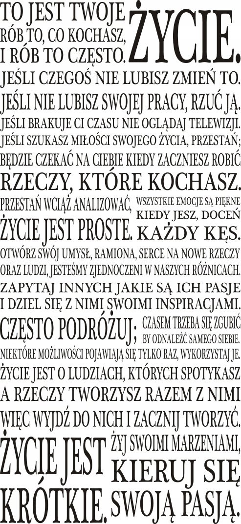 Napis na ścianę naklejka - To jest twoje życie 29, 240x120 cm