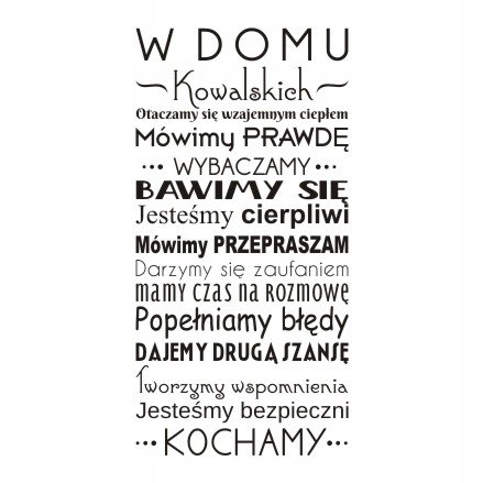 Napis na ścianę, naklejka - W domu - 170, 240x120 cm