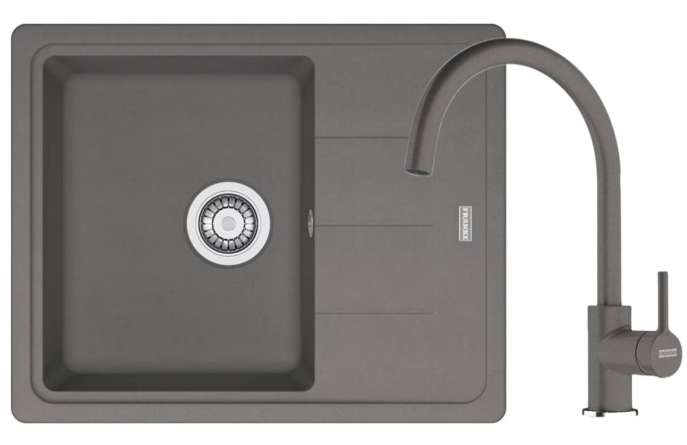 Zestaw granitowy Franke Zlewozmywak Basis BFG 611-62 + Bateria Lina XL Kamienny szary