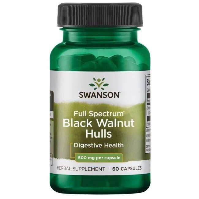 Swanson, Czarny Orzech łuski 500 mg, 60 kaps.