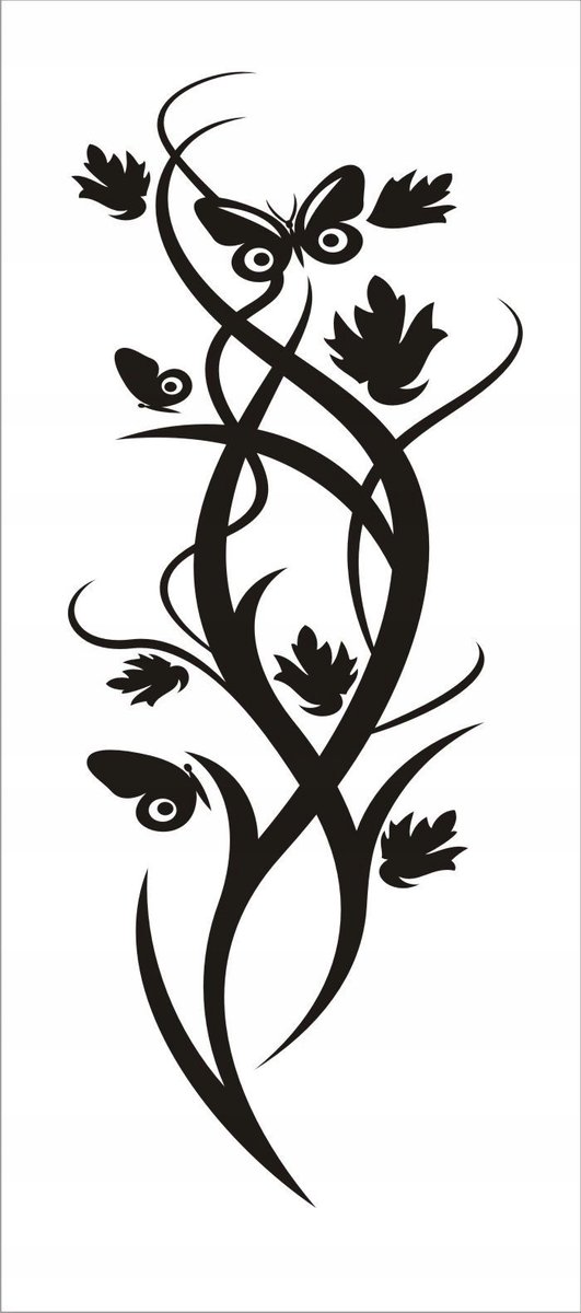 Naklejka na ścianę motyle kwiaty dekor Ornament 34, 100x40 cm