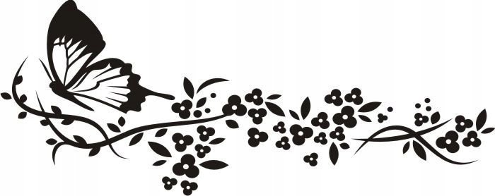 Naklejka na ścianę motyle kwiaty dekor Ornament 90, 100x40 cm