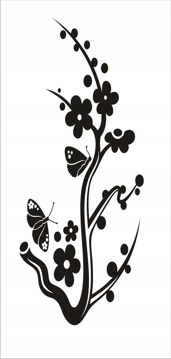 Naklejka na ścianę motyle kwiaty dekor Ornament 30, 100x40 cm