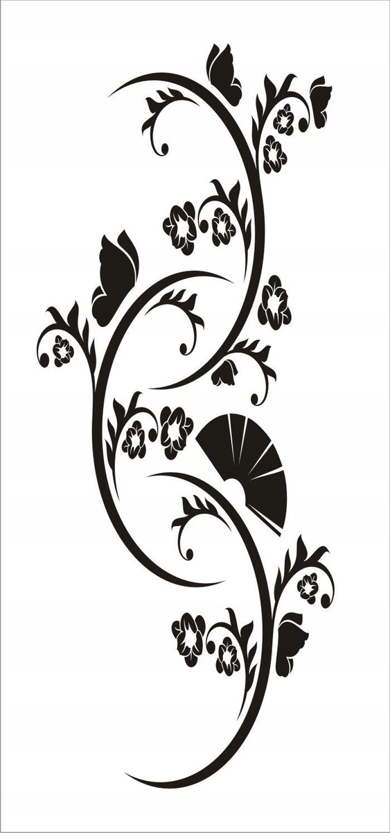 Naklejka na ścianę motyle kwiaty dekor Ornament 28, 100x40 cm