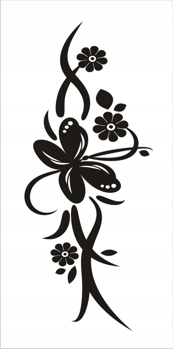 Naklejka na ścianę motyle kwiaty dekor Ornament 46, 100x40 cm