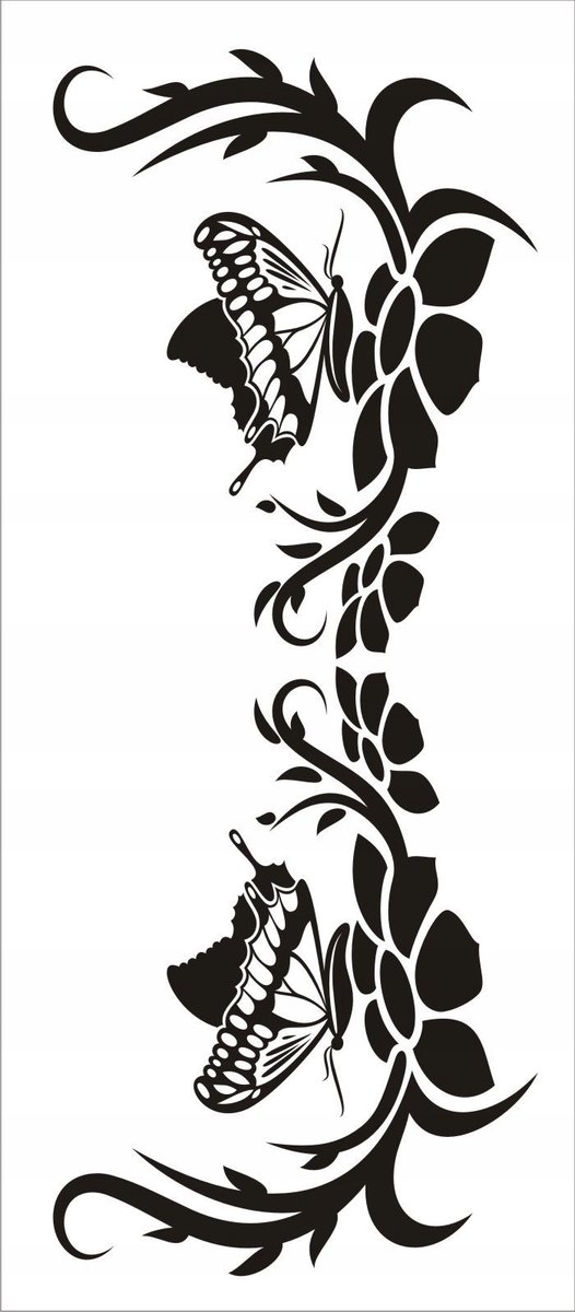 Naklejka na ścianę motyl kwiaty dekor Ornament 161, 100x40 cm