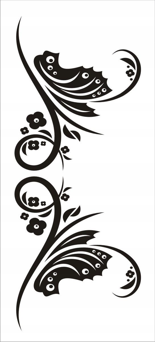 Naklejka na ścianę motyl kwiaty dekor Ornament 150, 100x40 cm
