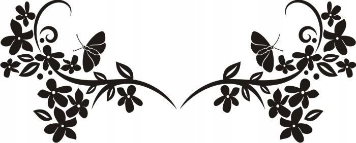 Naklejka na ścianę motyl kwiaty dekor Ornament 158, 100x40 cm