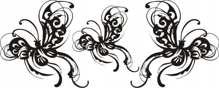 Naklejka na ścianę motyle kwiaty dekor Ornament 15, 100x40 cm