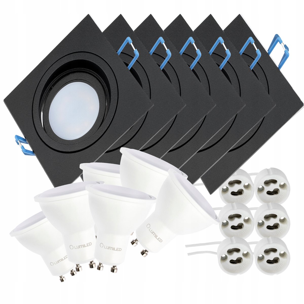 6x Oprawa Podtynkowa HALOGENOWA Kwadrat + LED GU10