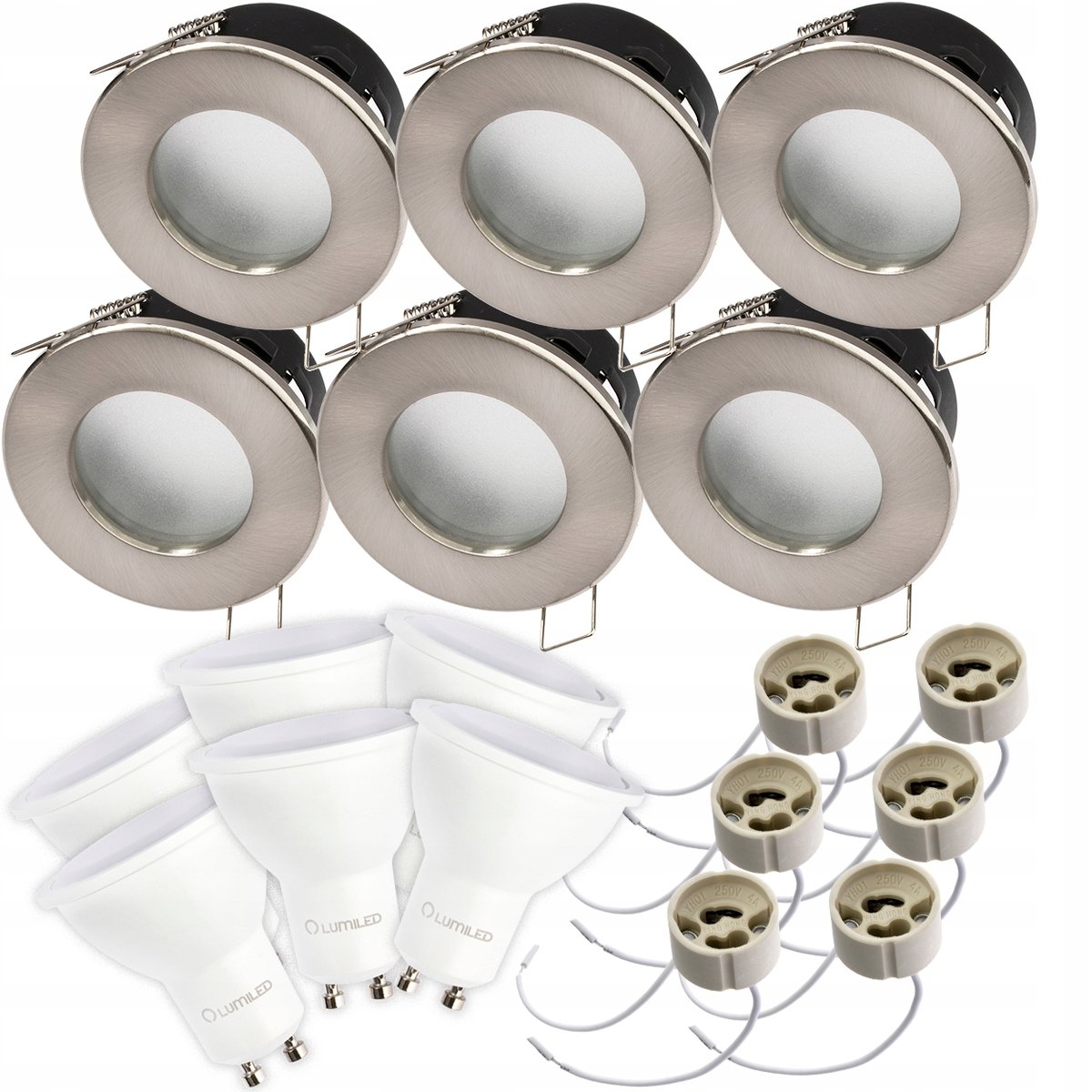 6x Oprawa hermetyczna IP44 + LED GU10 5W podbitka