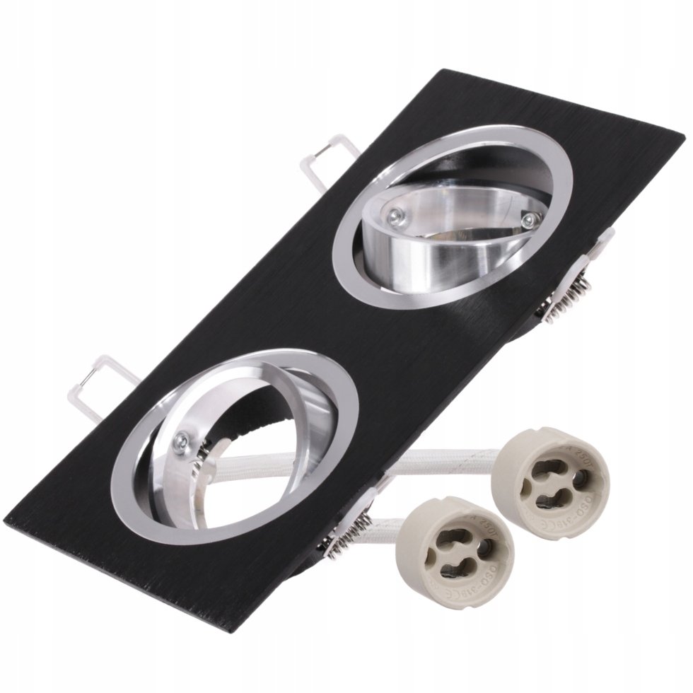 Polux Oczko halogenowe SOUTH OPAL 2XGU10 50W Czarny szczotkowany 302144