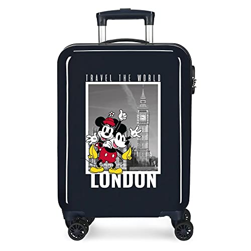 Disney Mickey y Minnie Travel The World London Walizka kabinowa Niebieski 38x55x20 cms Sztywne zapięcie z boku 34L 2 kg 4 koła Podwójne bagaż ręczny, niebieski, Talla única, Walizka kabinowa