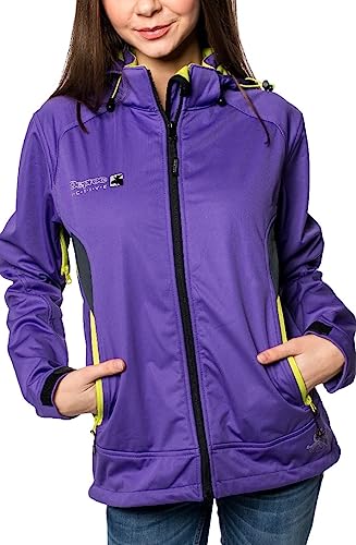 Deproc Active Damska kurtka softshellowa z odpinanym kapturem, kurtka przejściowa, Windbreaker DOWNTON PEAK