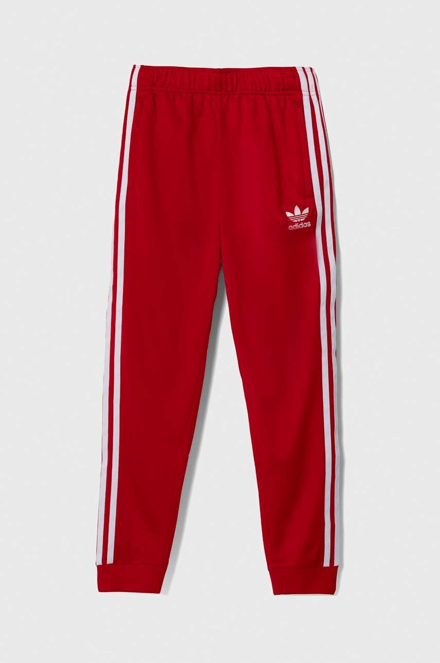 adidas Originals spodnie dresowe dziecięce kolor czerwony wzorzyste