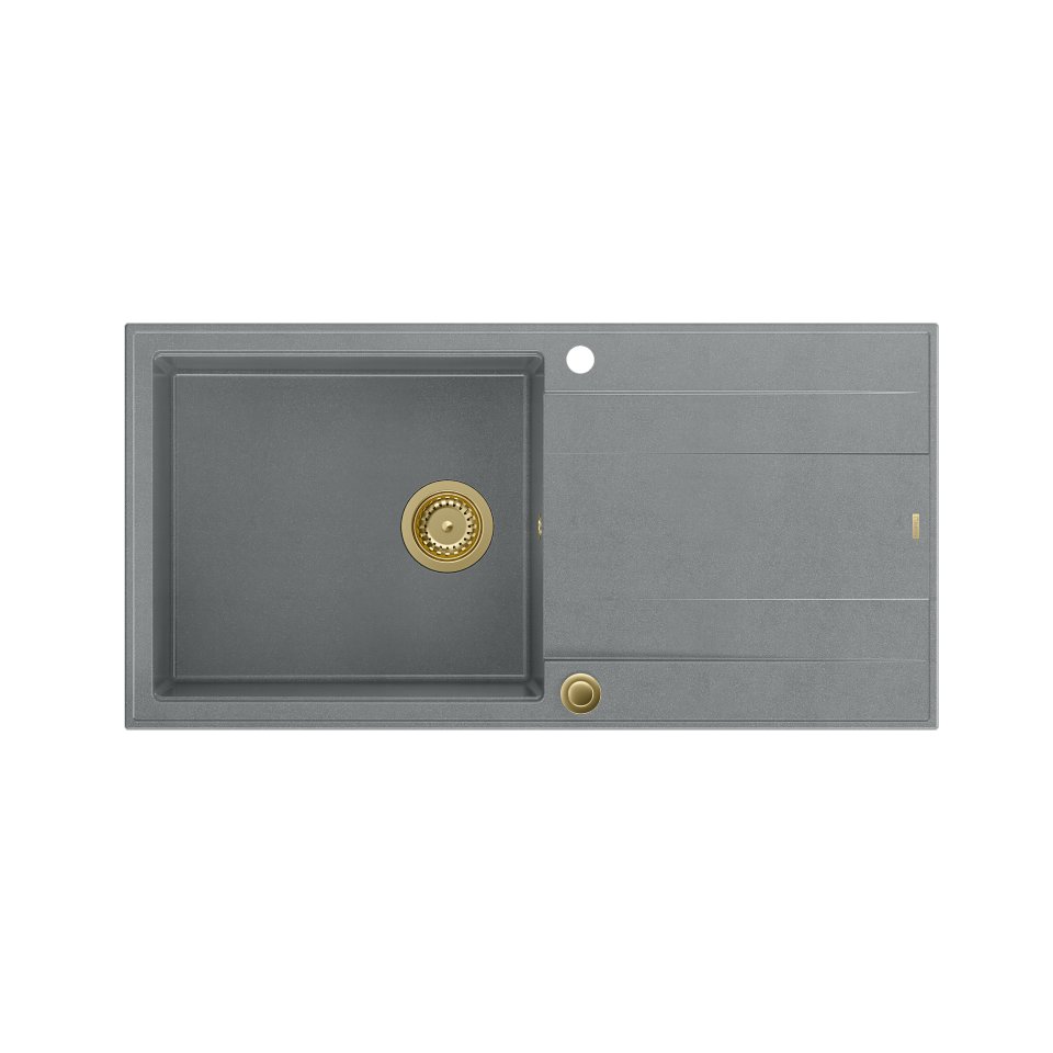 QUADRON Zlewozmywak EVAN 146 XL szary, elementy złote, k.pneum. HCQE10050U5_PVDG1_P2O0