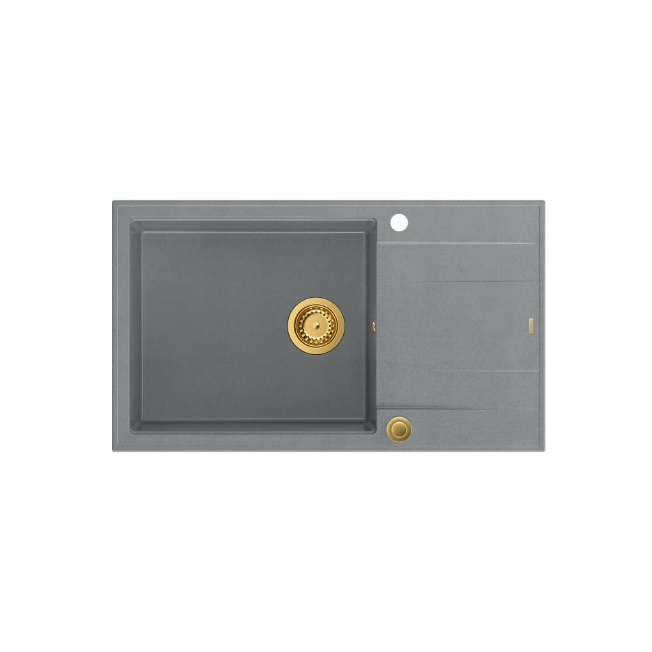 QUADRON Zlewozmywak EVAN 136 XL szary, elementy złote, k.pneum. HCQE58650U5_PVDG1_P2O0