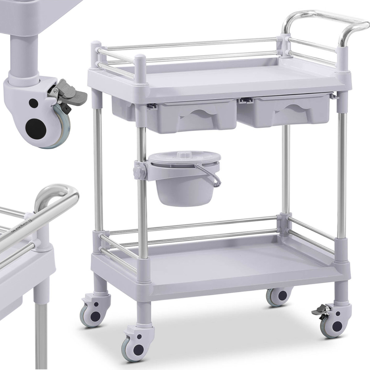 Wózek laboratoryjny - 2 półki 53 x 38 x 14 cm - 2 szuflady - 40 kg STEINBERG 10030842 SBS-LF-116