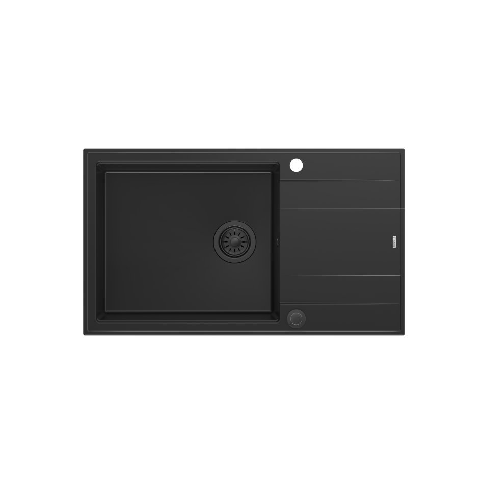 QUADRON Zlewozmywak EVAN 136 XL czarny, elementy czarne, k.pneum. HCQE58650U7_BLM_P2O0