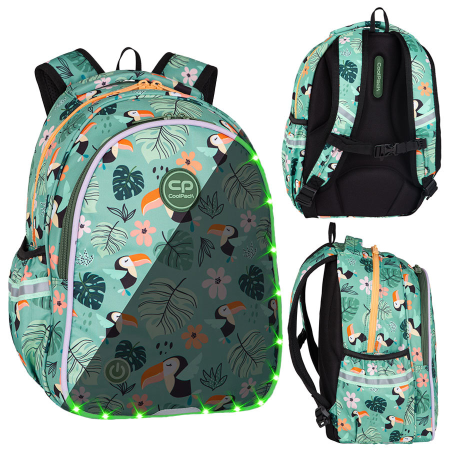 Plecak szkolny Coolpack Jimmy LED Toucans F110662