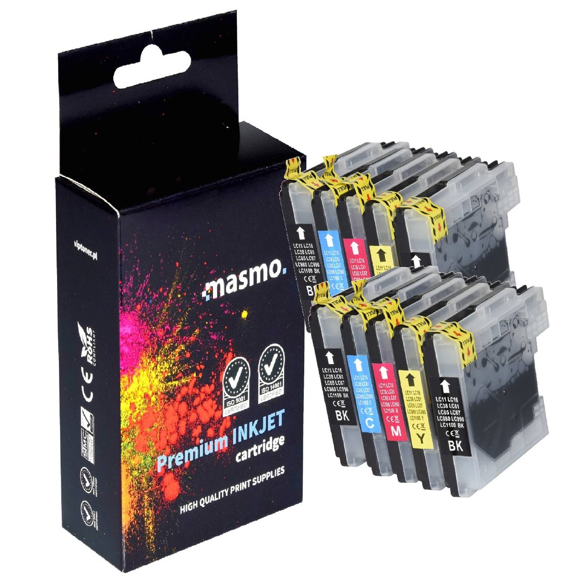 Zestaw 10x Tusz MASMO do Brother LC980 LC1100 DCP-195C DCP-365CN DCP-395CN DCP-145C MFC-790CW CMYK
