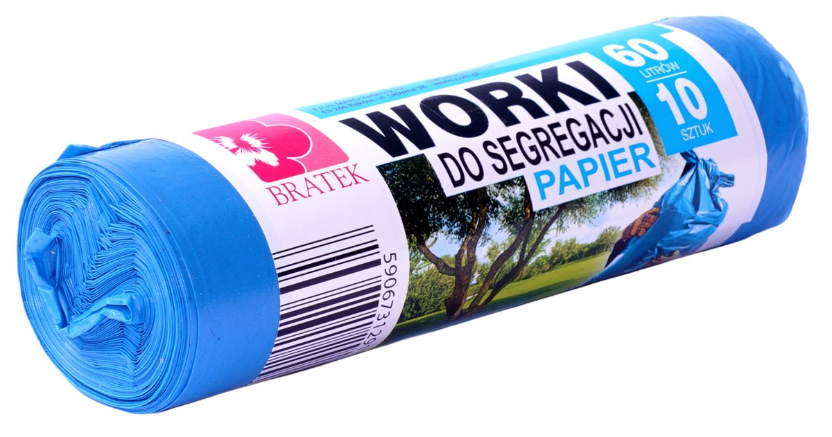 BRATEK Worki na śmieci do segregacji 60l x 10 szt. na PAPIER niebieskie BRATEK BR60NP