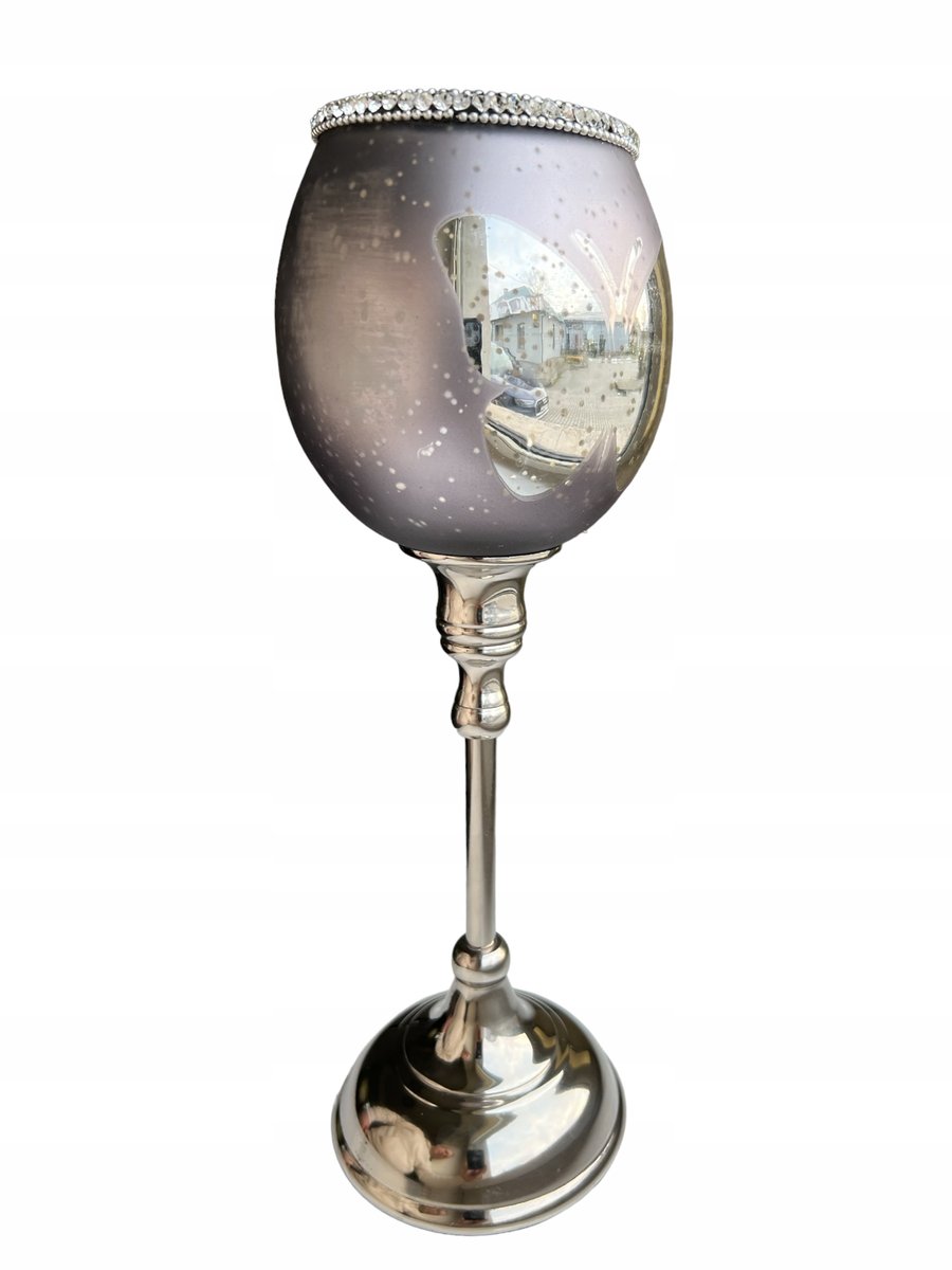 ŚWIECZNIK METAL SZKŁO 33 CM