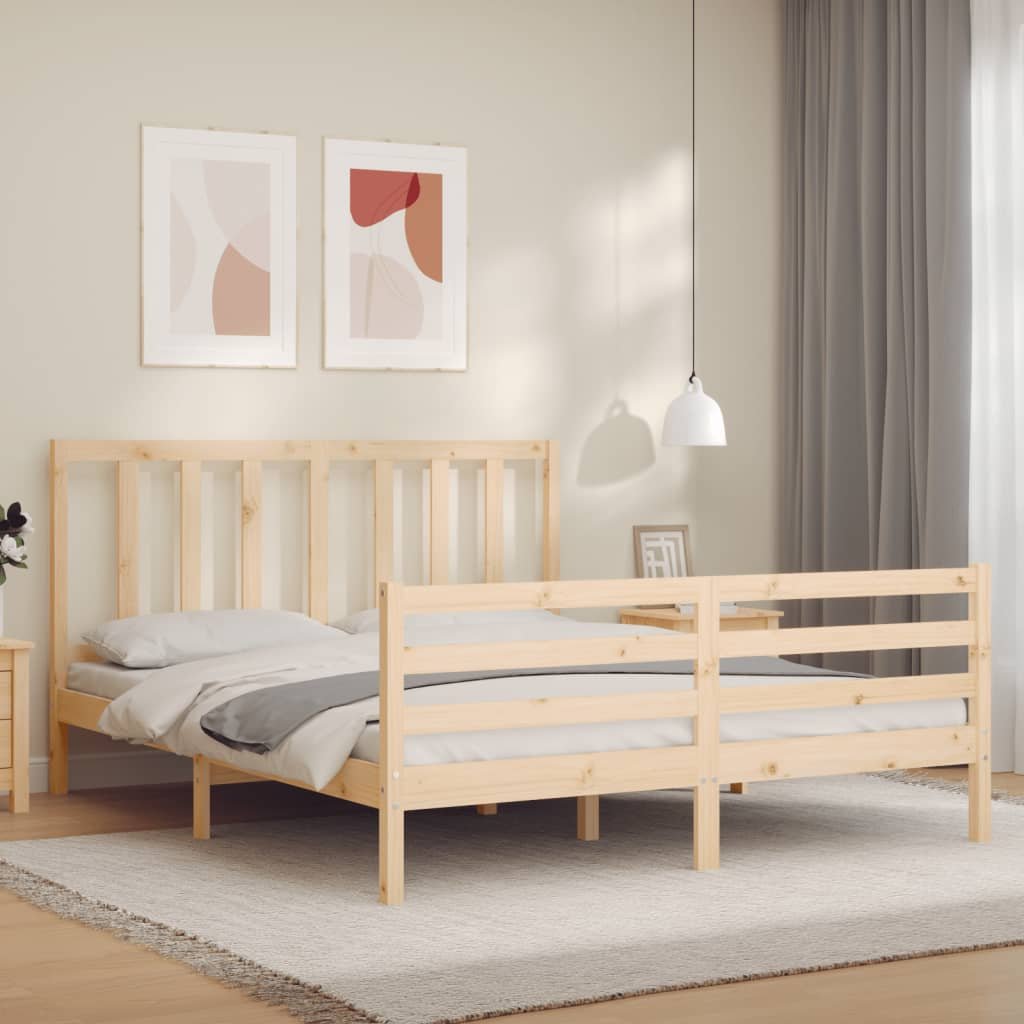 Фото - Ліжко VidaXL Rama łóżka z wezgłowiem, 160x200 cm, lite drewno Lumarko! 