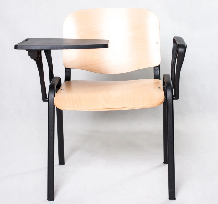 Krzesło szkoleniowe ISO wood z pulpitem i podłokietnikami, sklejka buk