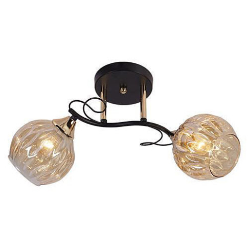 Czarno-złoty żyrandol z dwoma kloszami - A245 S7-M05