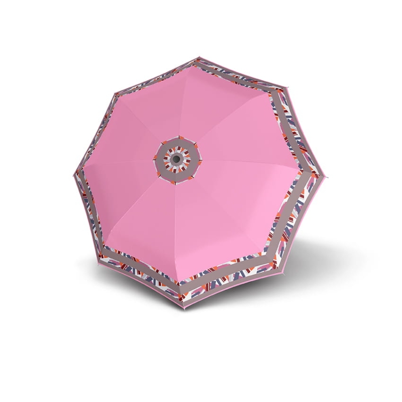 Parasol damski Doppler Fiber Flex Chess, różowy z filtrem UV