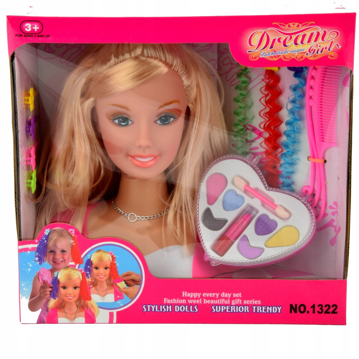 Lalka Głowa Makijażu Czesania Stylizacji Akcesoria