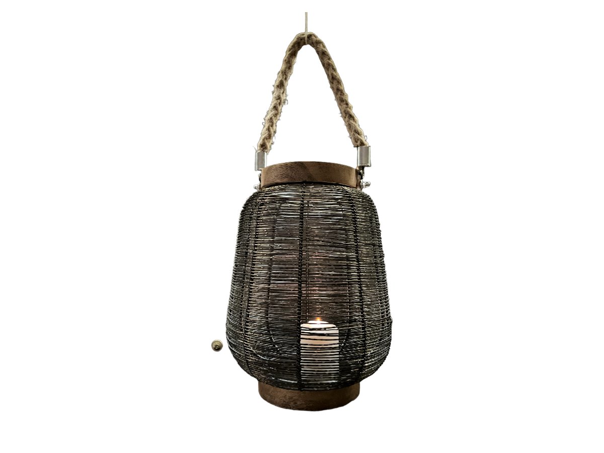 LAMPION METALOWY GRAFIT DEKORCJA 28 CM