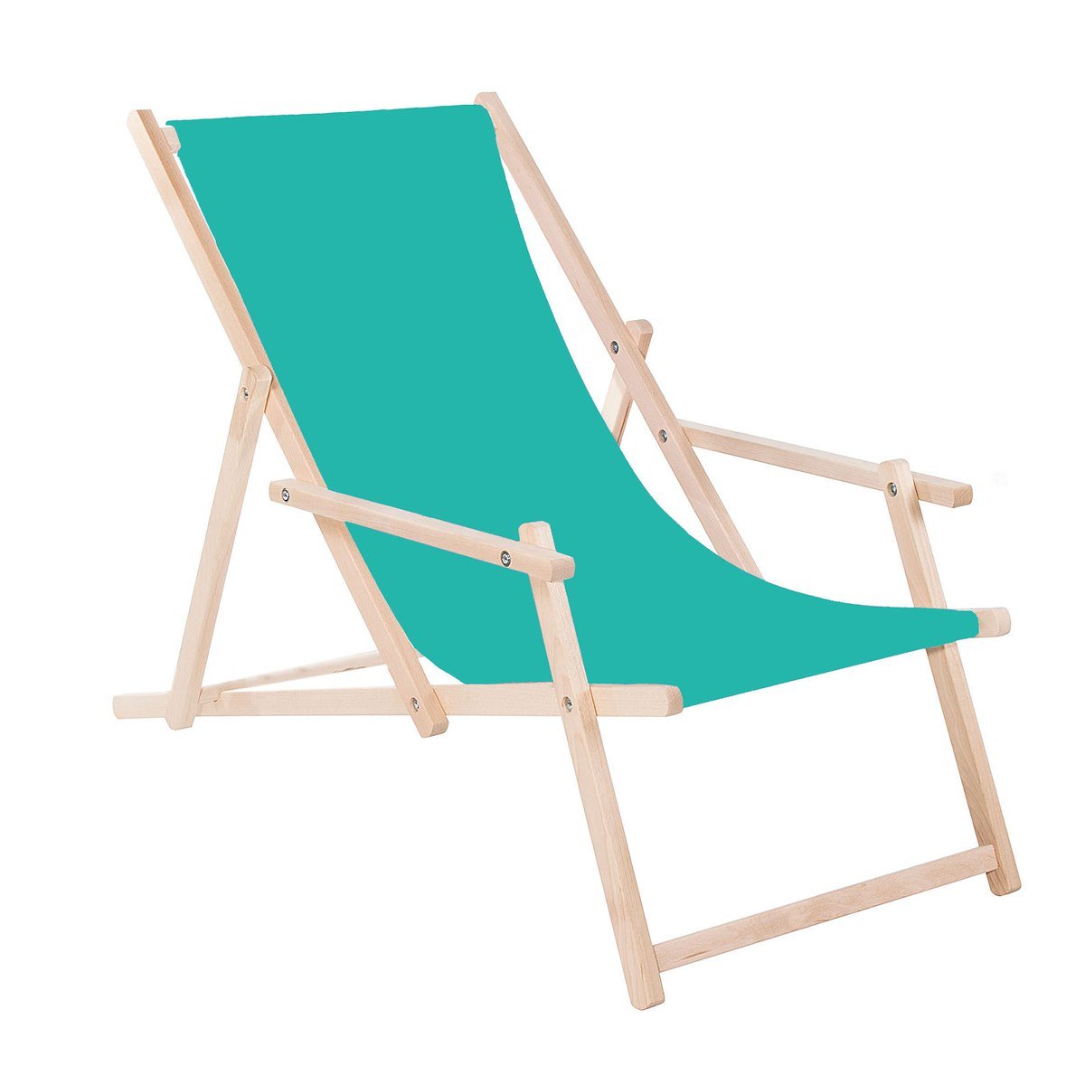 Leżak drewniany z podłokietnikami ogrodowy, plażowy morski