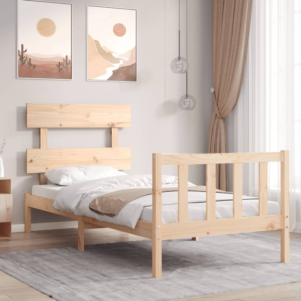 Rama łóżka z wezgłowiem, 2FT6, pojedyncza, lite drewno Lumarko!