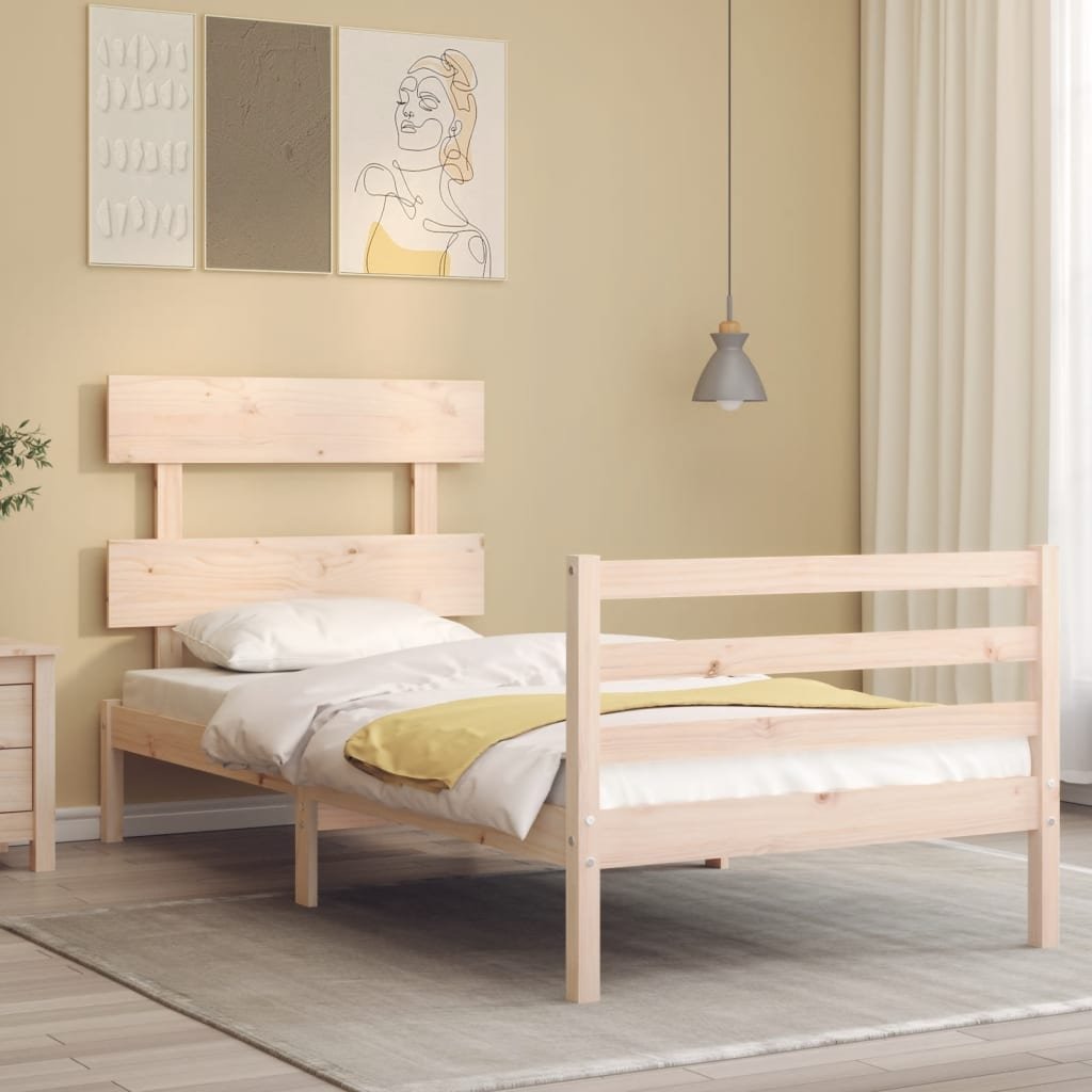 Rama łóżka z wezgłowiem, 3FT, pojedyncza, lite drewno Lumarko!