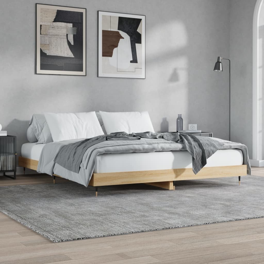 Rama łóżka, dąb sonoma, 120x200 cm, materiał drewnopochodny Lumarko!