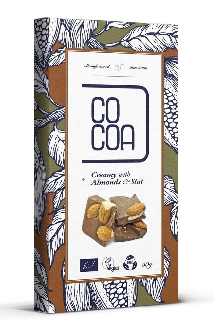 Czekolada Creamy z Migdałami i Solą BIO 50g - Cocoa