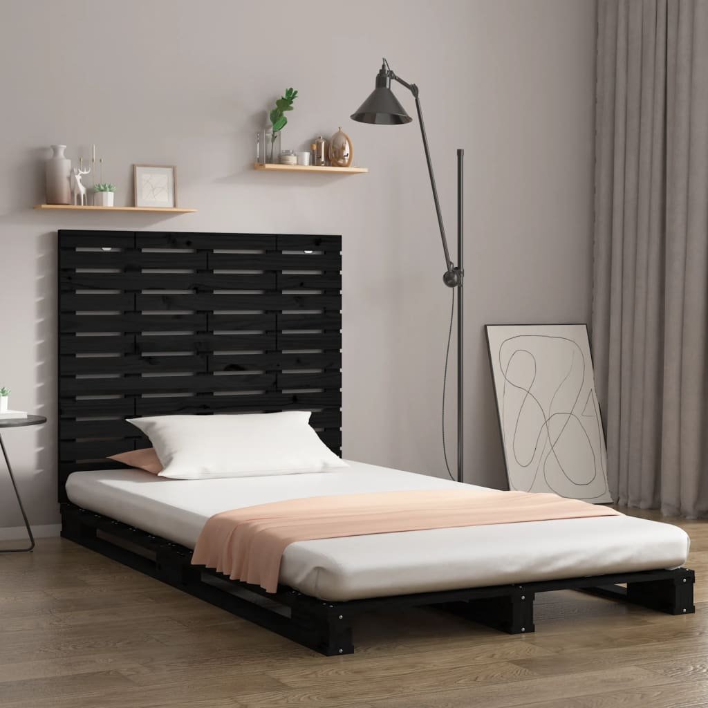 Wezgłowie łóżka, czarne, 96x3x91,5 cm, lite drewno sosnowe Lumarko!