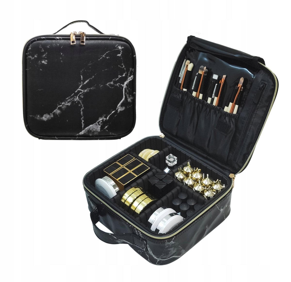 Frezarkowo, Kuferek Na Kosmetyki Organizer Kosmetyczka Czarny Marmur