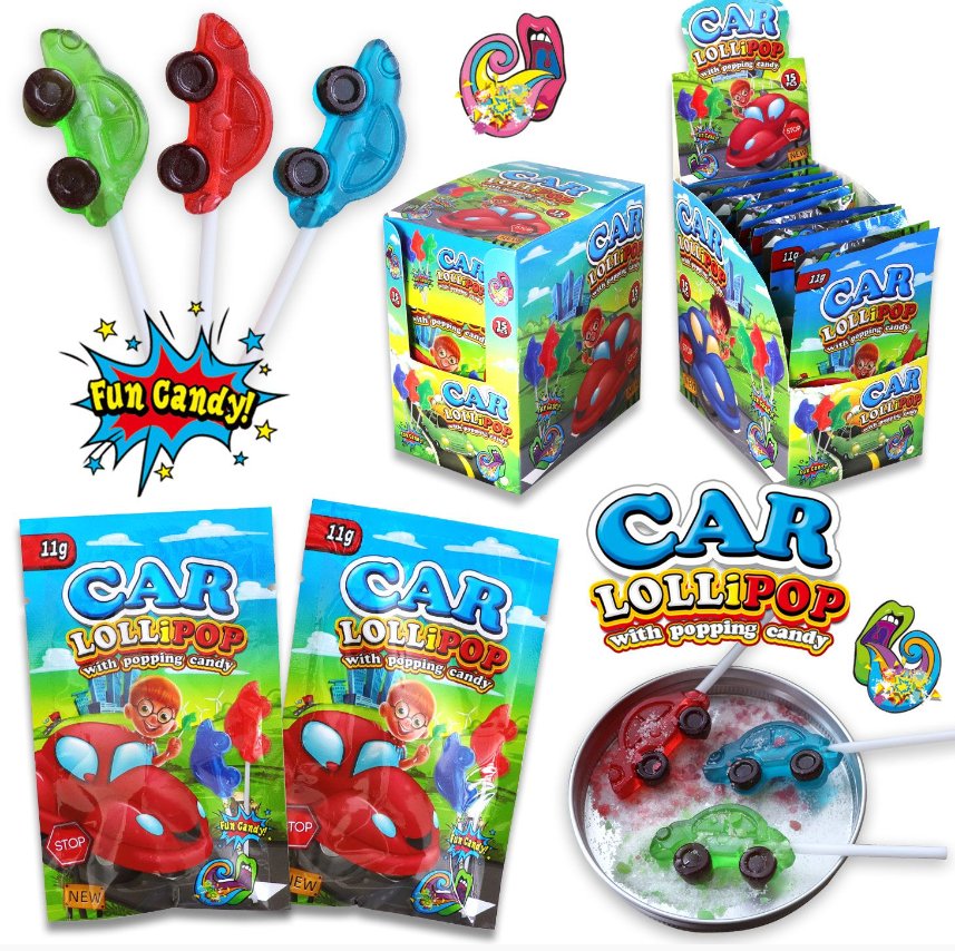 Lizaki Car Lollipop candy kolorowe autka 165g