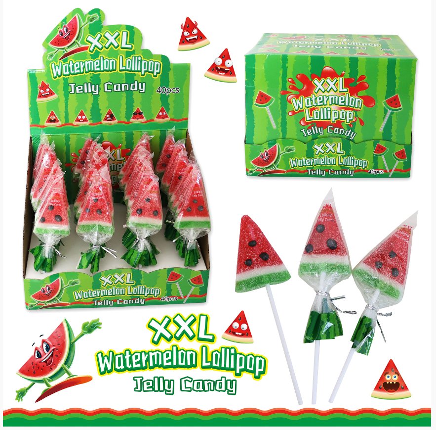 Lizaki arbuzy żelowe Watermelon Lollipop Jelly Candy  40 sztuk 800g