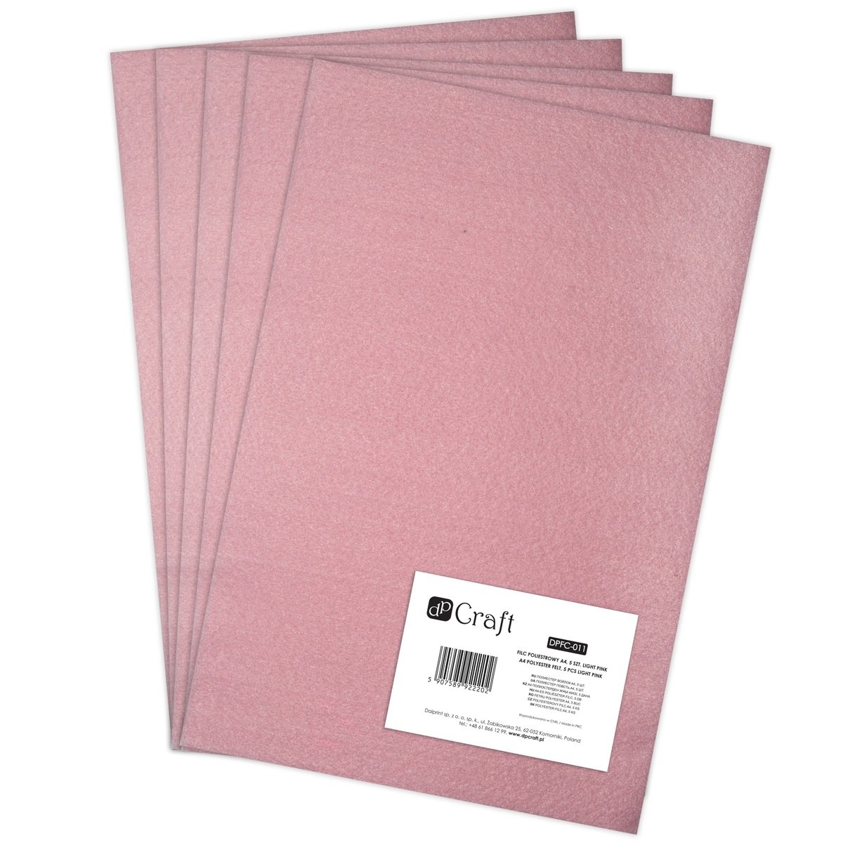 DpCraft Filc poliestrowy A4, light pink, Dp Craft