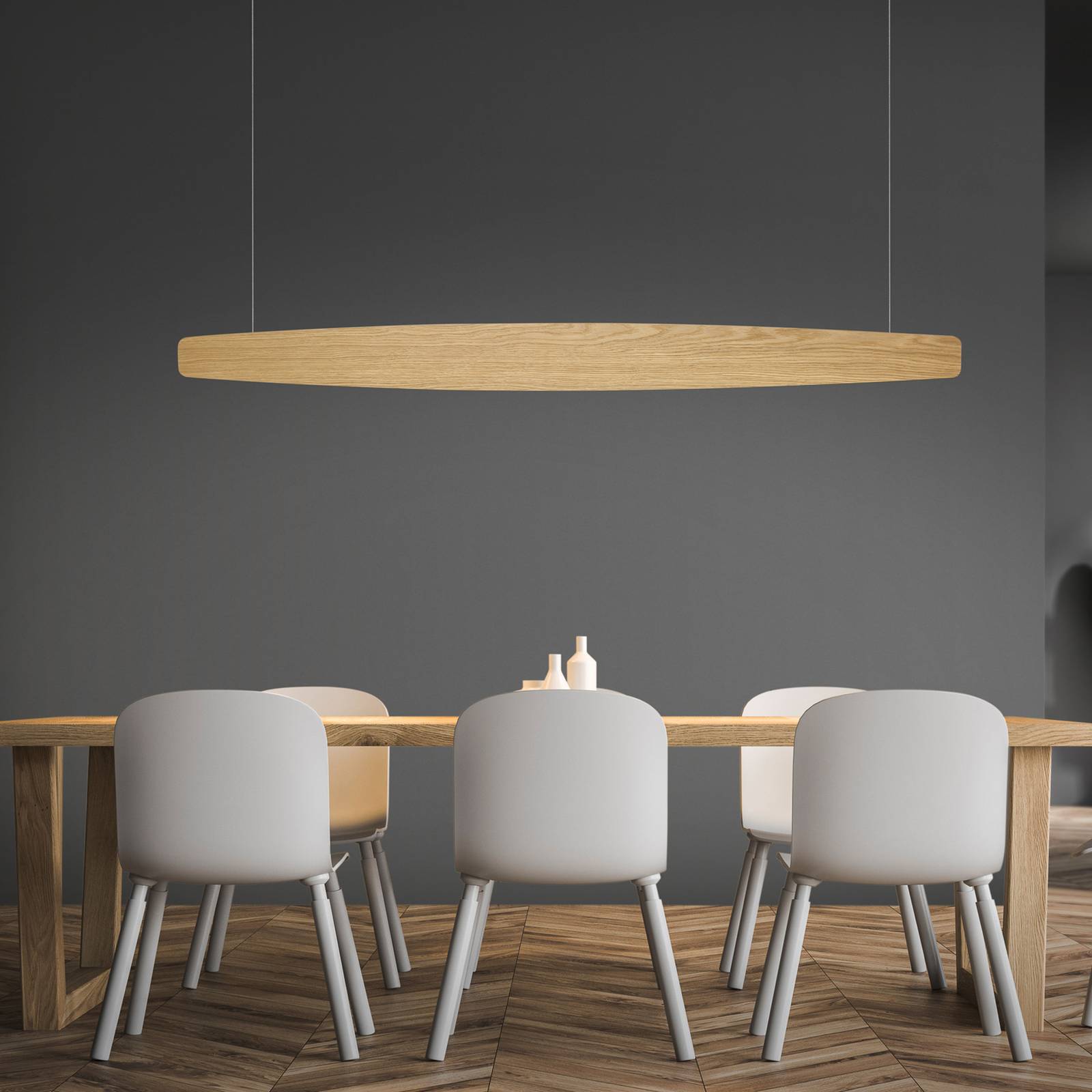 Quitani lampa wisząca LED Persida, 148 cm, dąb, 2 700 K
