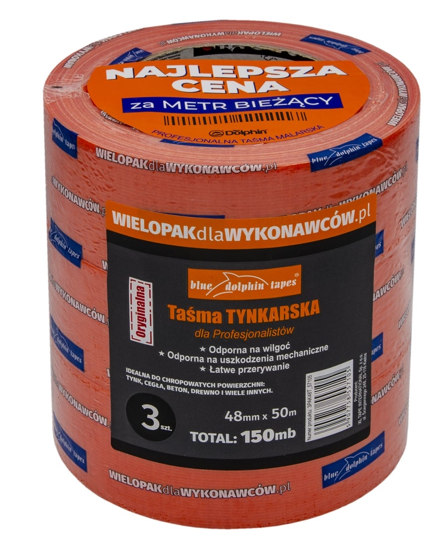 Taśma tynkarska Blue Dolphin 50m x 48mm 3 sztuki